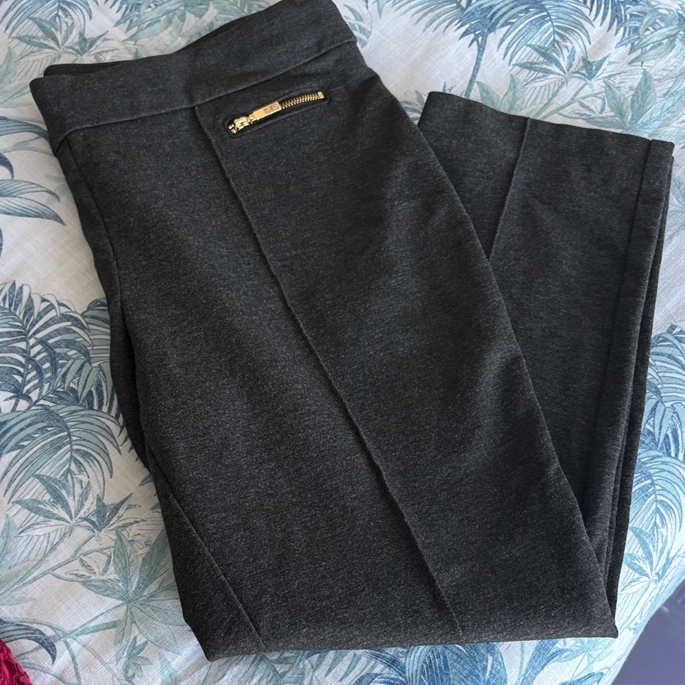 Anne Klein Charcoal Dress Pants with Gold Zip Accent NWOT